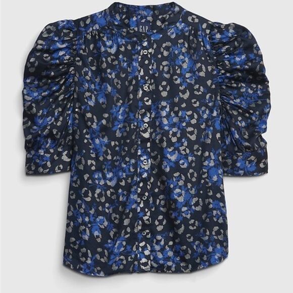 GAP Puff Sleeve Animal Print Blouse - Picture 3 of 12